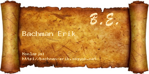 Bachman Erik névjegykártya
